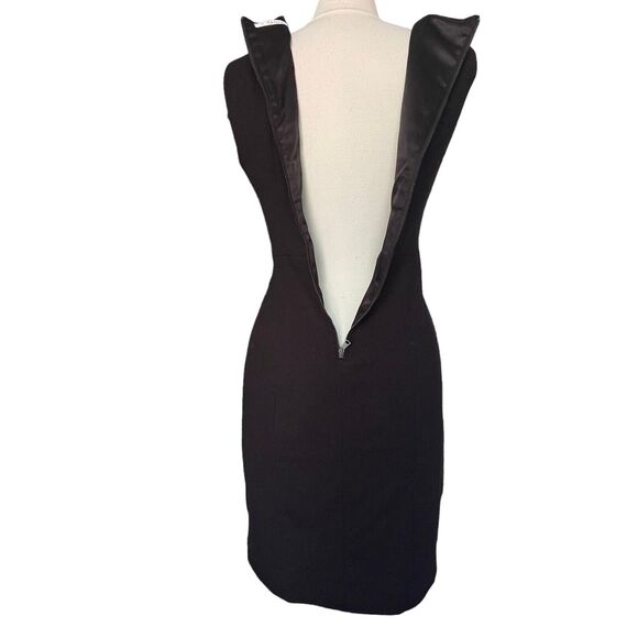 Womens T Tahari Black Sz S Knee Length Sheath Dress Teal Graphic Insert Back Zip - Picture 5 of 10